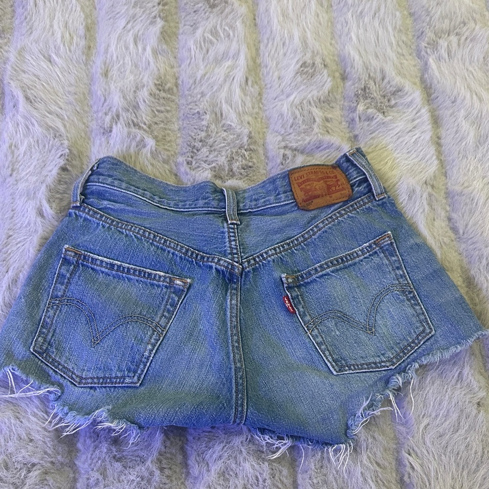 Levi's Light Blue Denim Frayed Shorts
